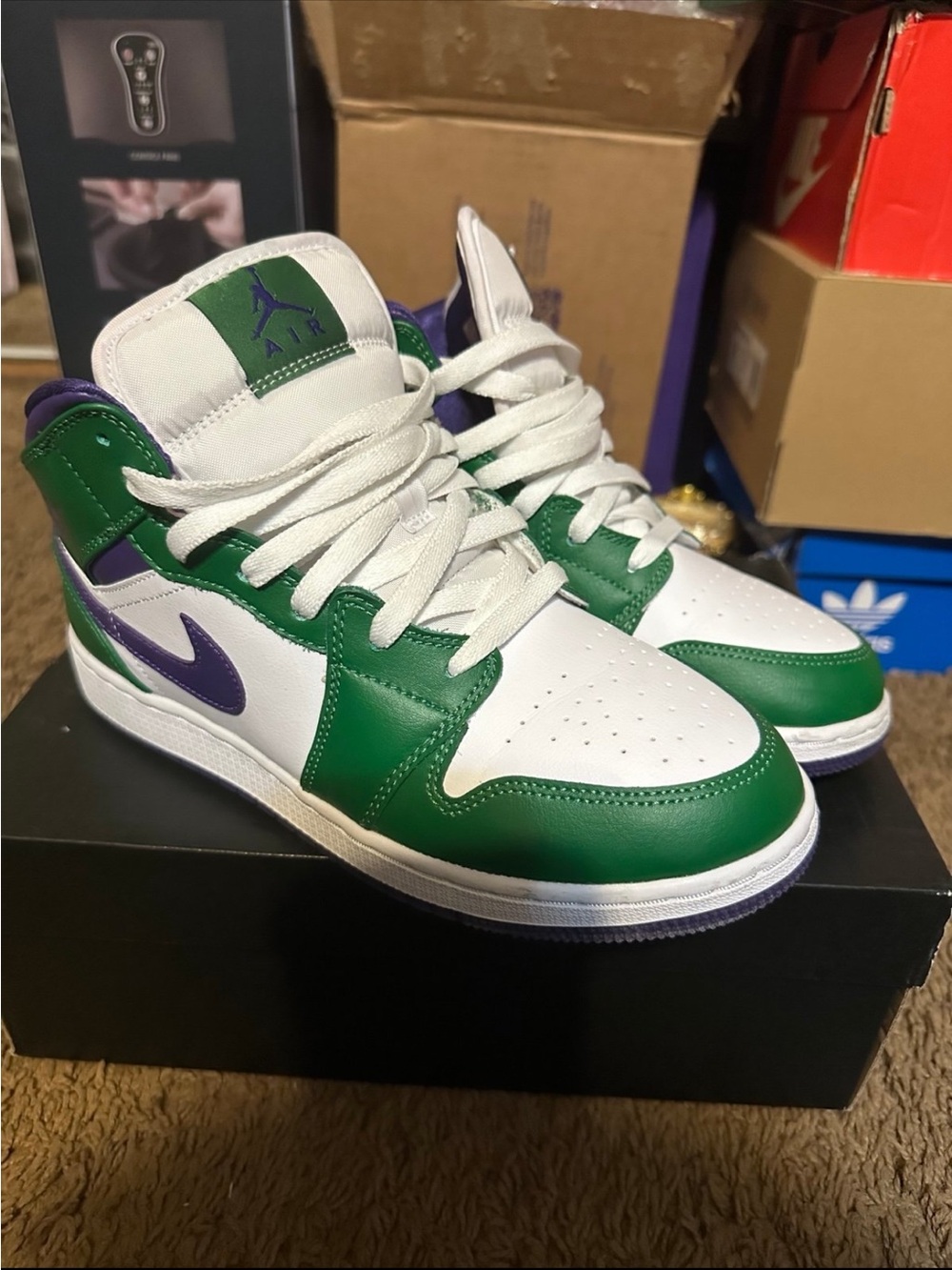 Jordan Kids Sneakers White Green Purple